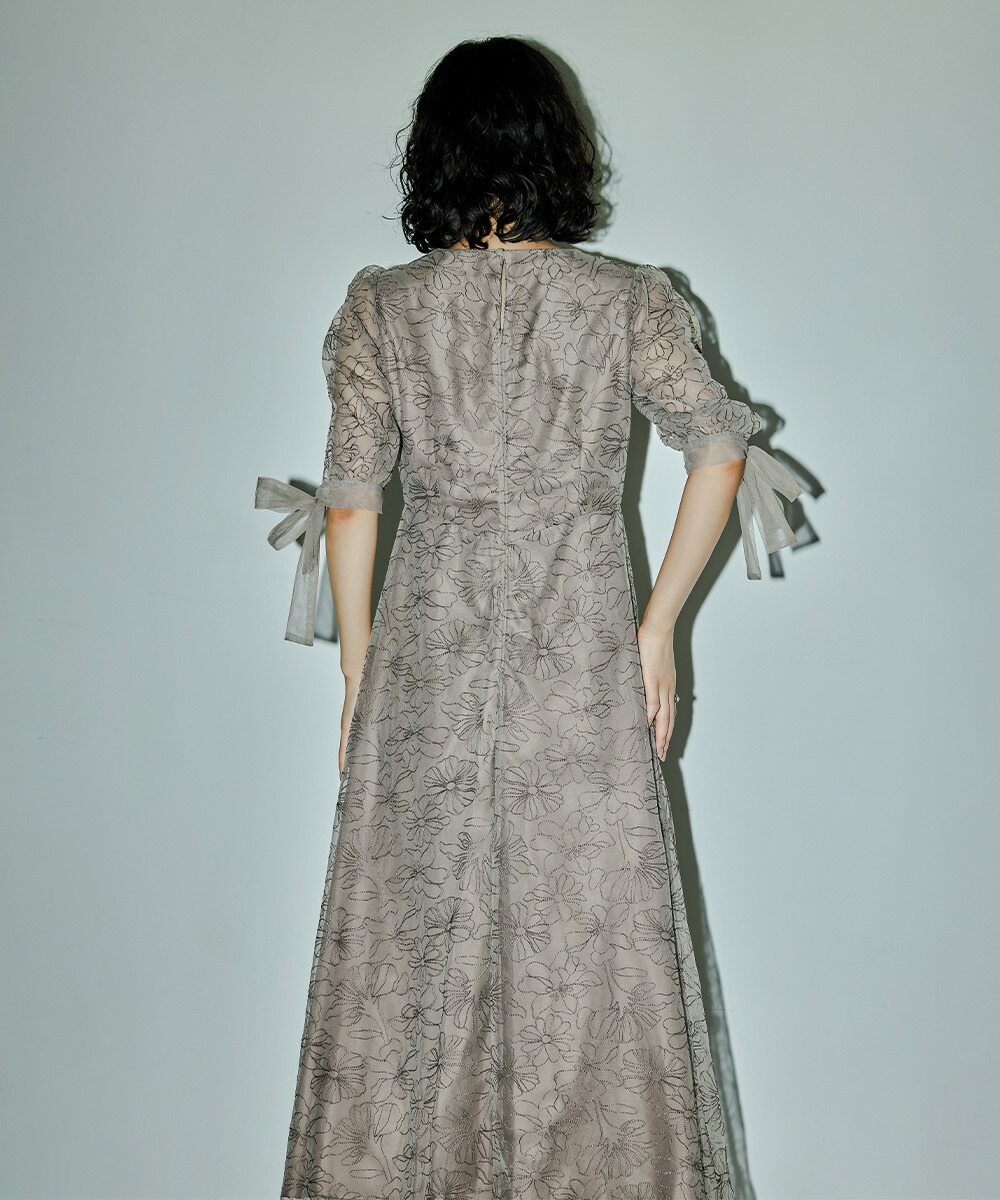 楽天市場】リボンディテールエンブロイダリードレス パーティードレス