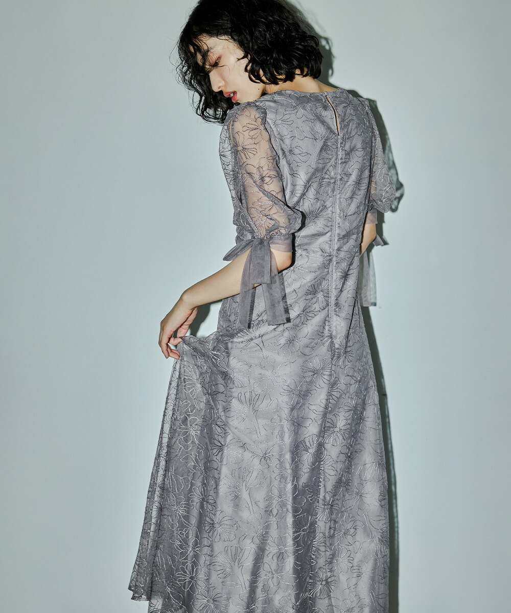 楽天市場】リボンディテールエンブロイダリードレス パーティードレス