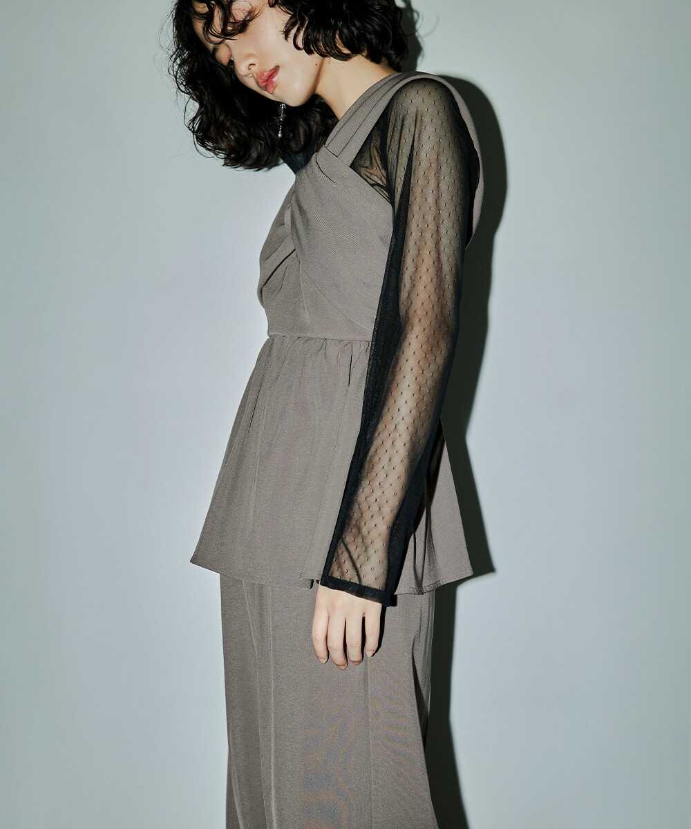 楽天市場】アシンメトリービスチェ&ワイドパンツセットアップ