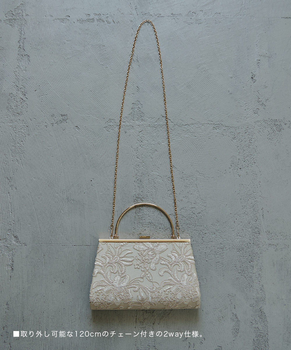 楽天市場】2way刺繍デザインハンドバッグ パーティーバッグ がま口