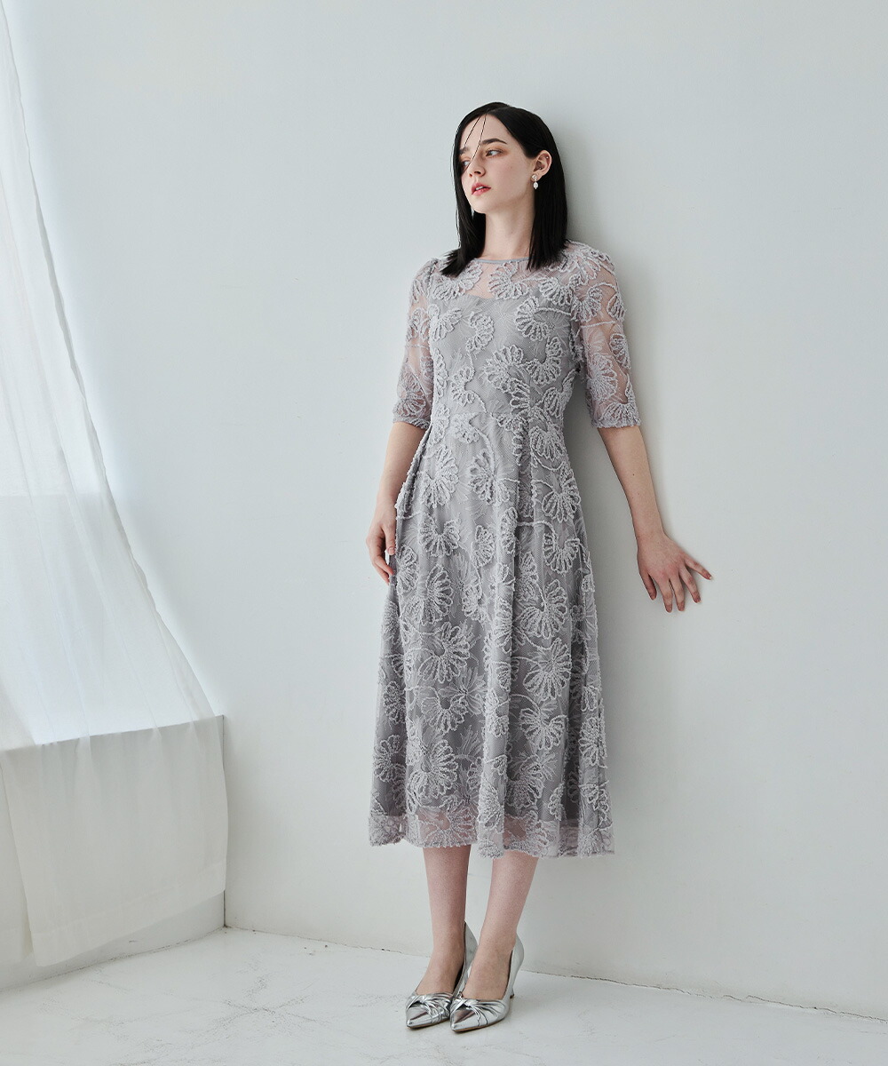 楽天市場】フラワーレースフレアドレス パーティードレス 結婚式