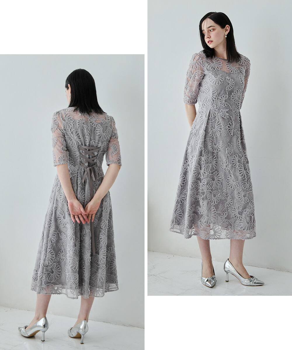 楽天市場】フラワーレースフレアドレス パーティードレス 結婚式