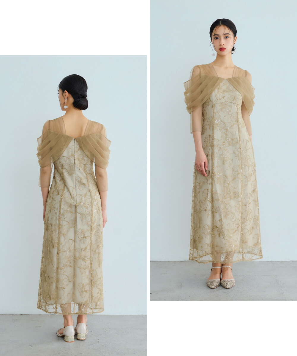 楽天市場】オフショルダースパンコール刺繍レースドレス パーティー