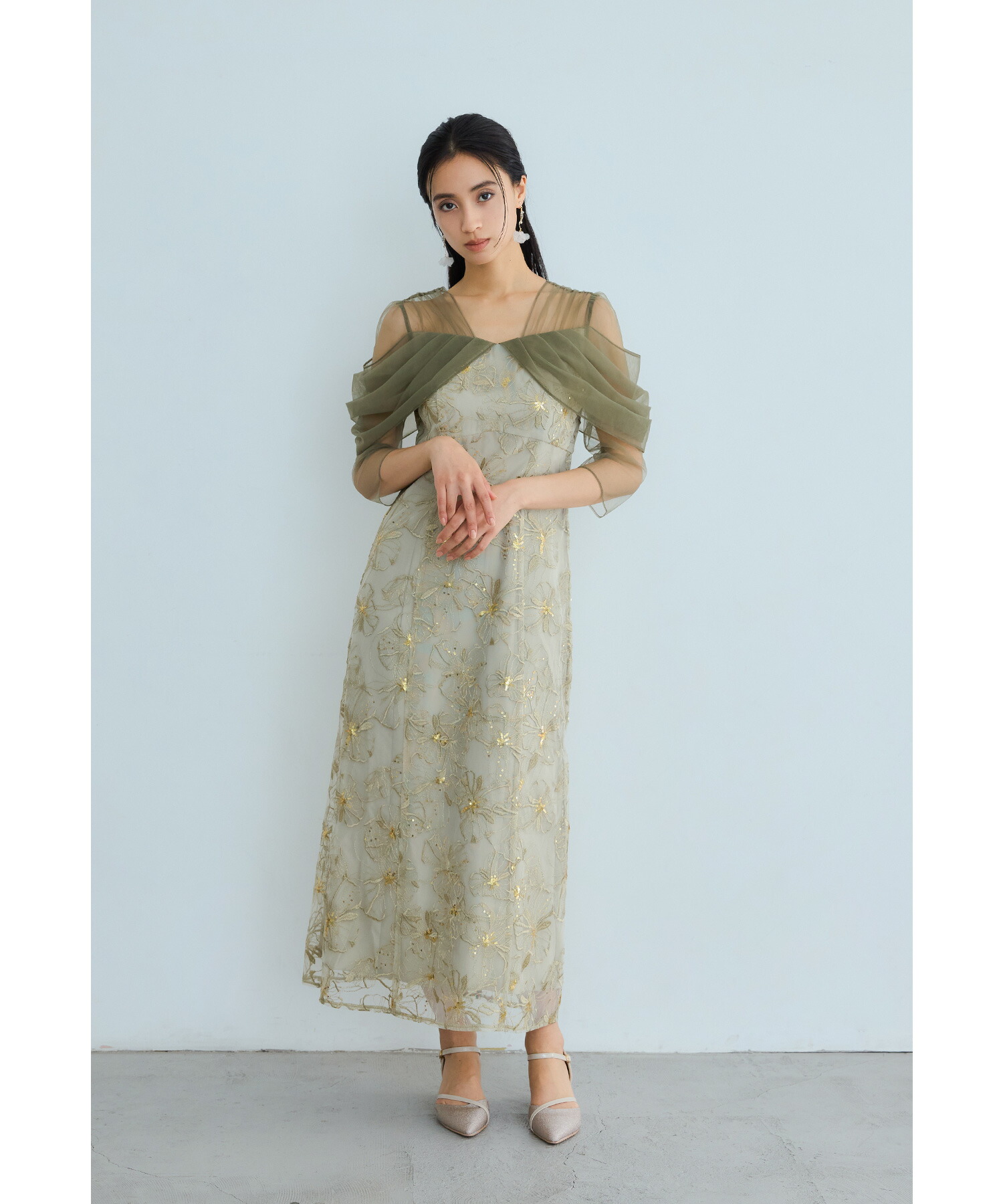 楽天市場】オフショルダースパンコール刺繍レースドレス パーティー