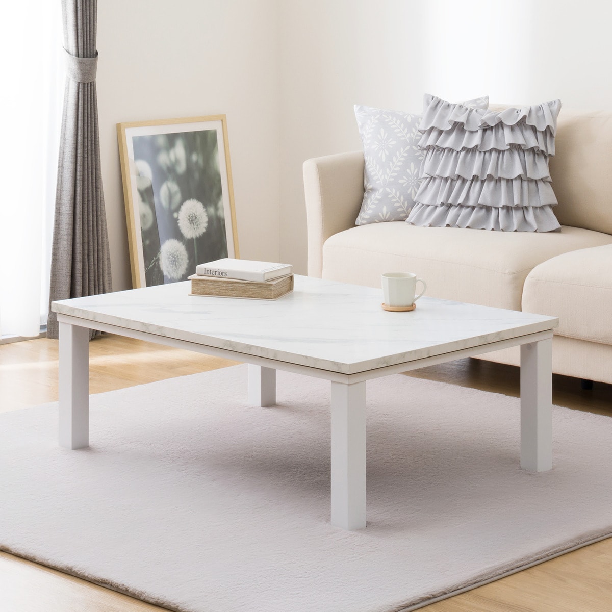 楽天市場】大理石調の軽量リビングこたつ(LM01 105 WH)【玄関先迄納品