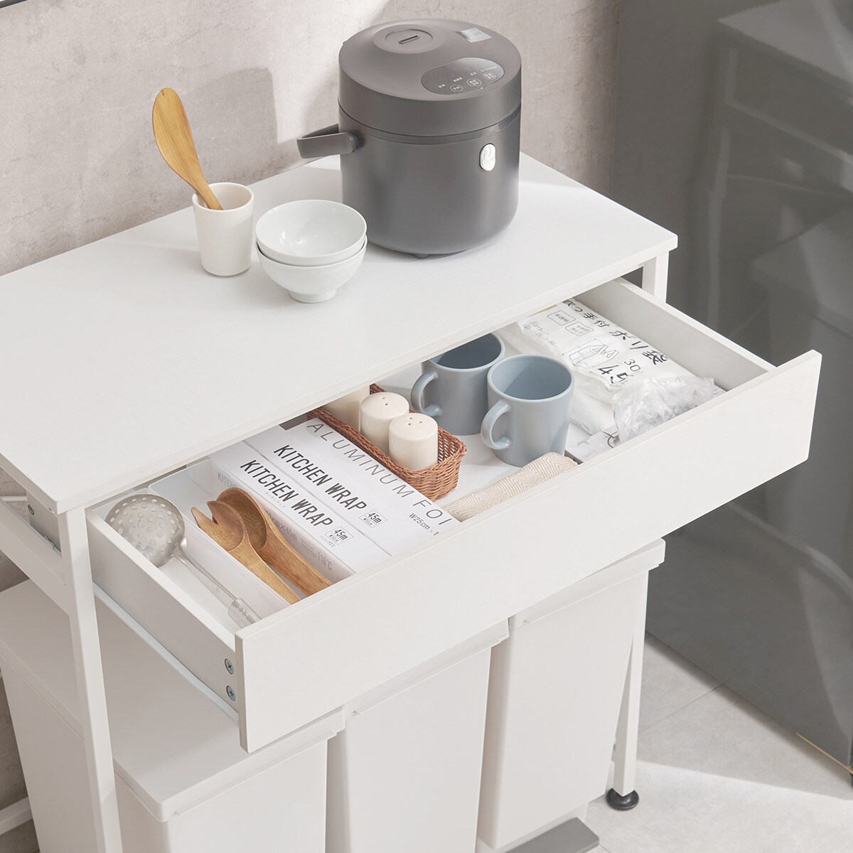 楽天市場】引出し付きゴミ箱上ラック （W80 WH） ニトリ メーカー直送