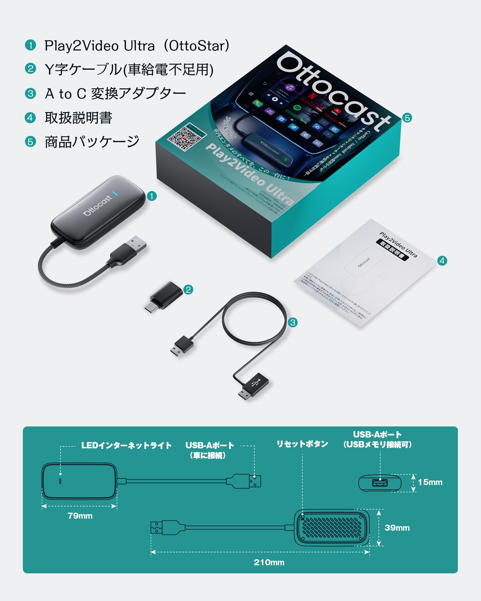 楽天市場】【公式店】オットキャスト Ottocast Play2Video Ultra多機能