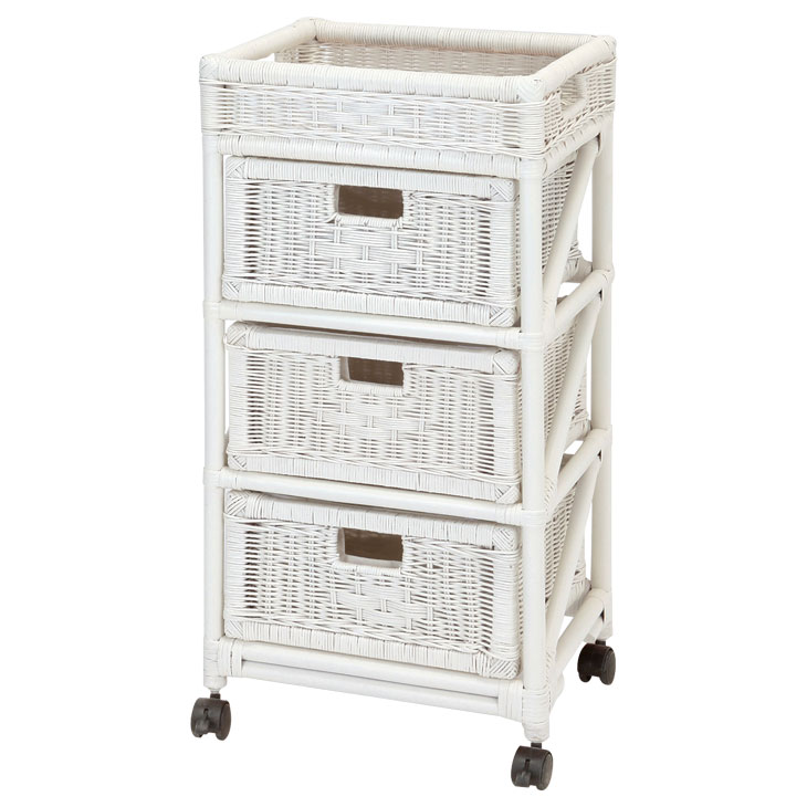 楽天市場】ラタン チェスト スリム 3段 引き出し 天然籐 ランドリー