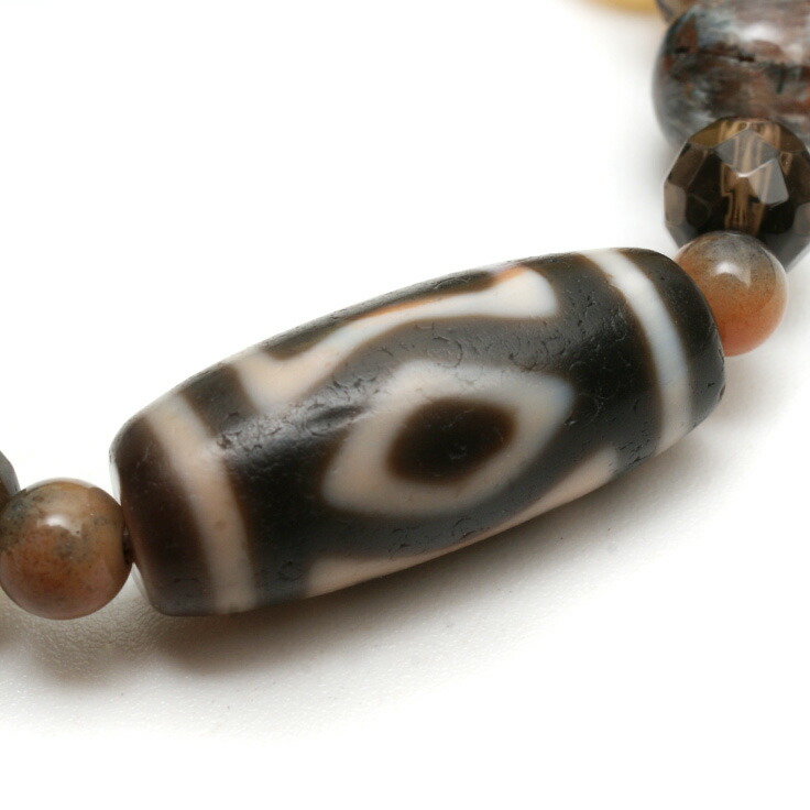 18 老礦天珠 二重双天地天珠 天然石 風水 御守り ブレスレット