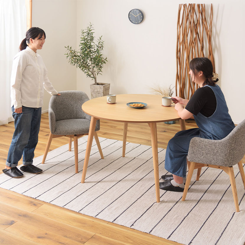 楽天市場】4人用 円形ダイニング 5点セット (丸テーブル＋回転チェア4