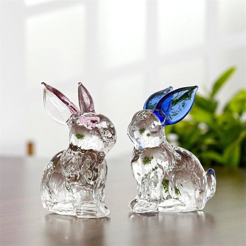 楽天市場】ウサギ 置物 2枚入 うさぎ オブジェ ガラス ホーム ガラス