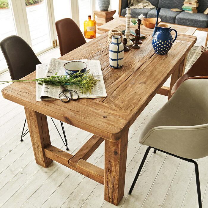 楽天市場】ダイニングテーブル 古材 古木 幅160cm 木製 6人掛け 6人用