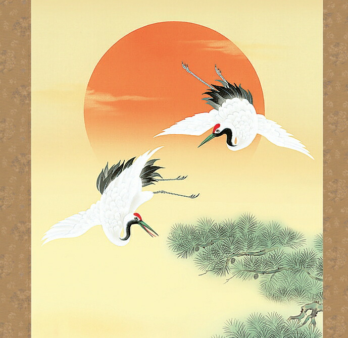 楽天市場】【 送料無料 】掛け軸 鶴亀高砂吉兆図 尺五サイズ（幅54.5