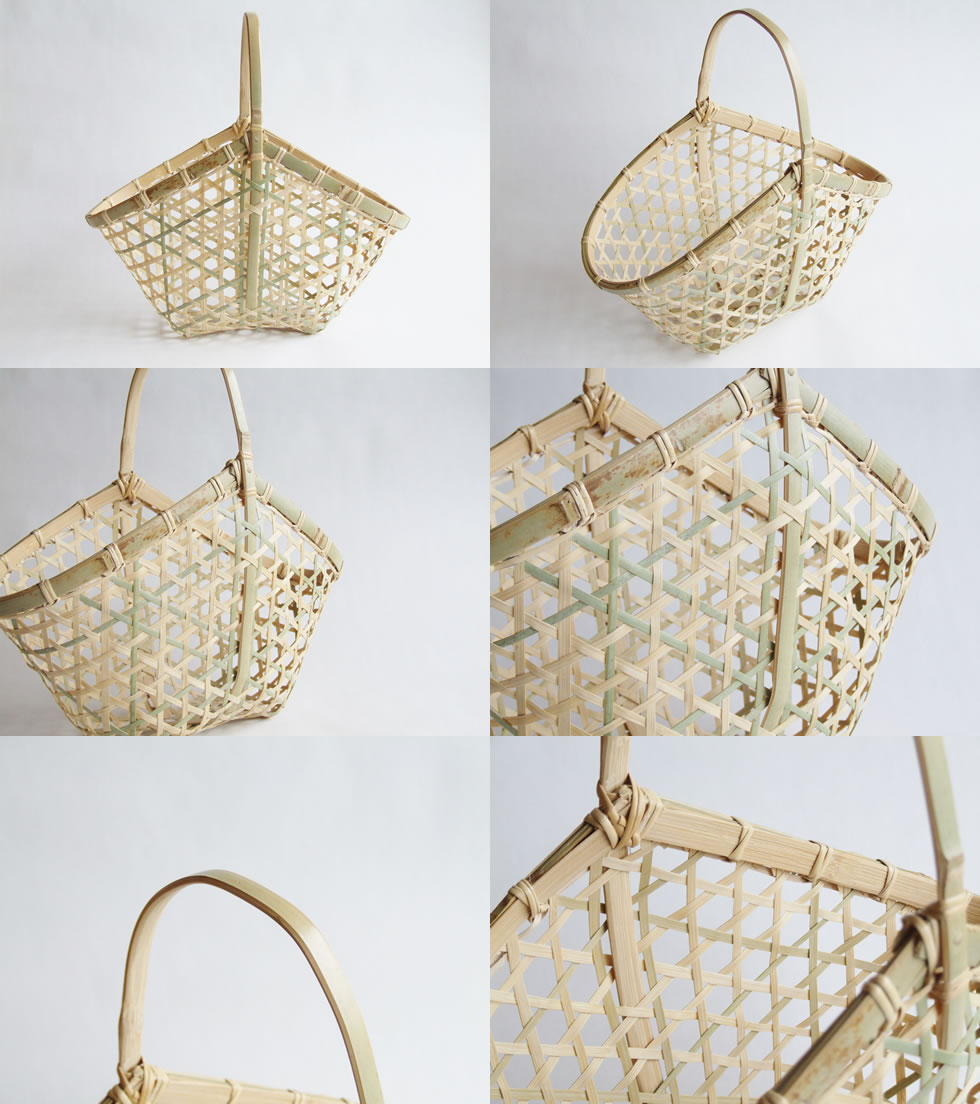 楽天市場】【日本の竹細工】六つ目編み舟形かご 手提げ籠 : おまめ