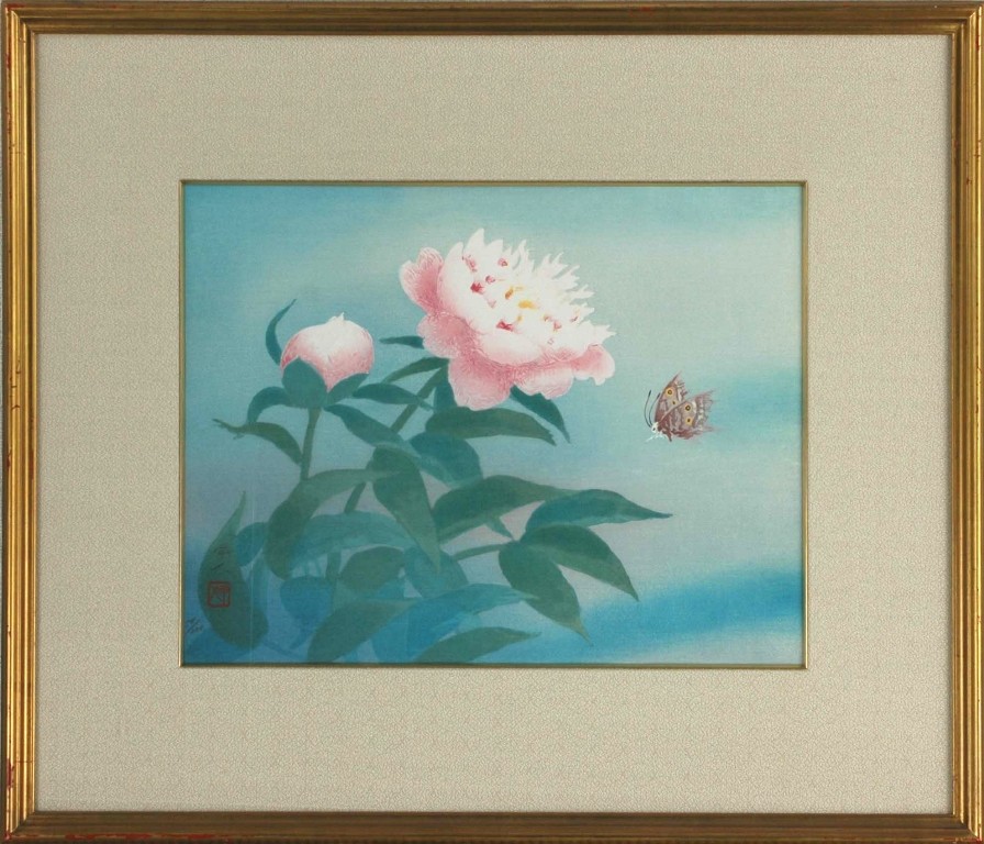 M▽エドゥアール・マネ 油彩 レプリカ 複製画 額縁 花瓶の芍薬 (37919