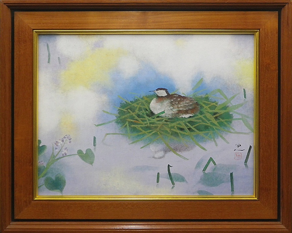 工藤甲人 リトグラフ 待春 アート 額縁 インテリア版画1950年代作品