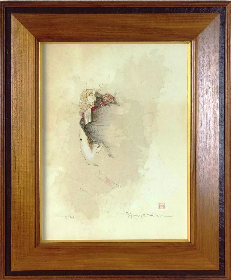 LUNA/￼福井正郎 雪 木版画 作家サイン額30×39絵17×24cm LUNA/￼福井