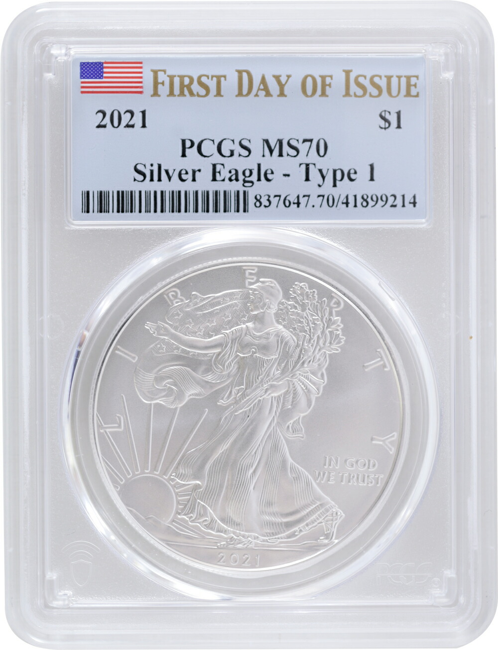 楽天市場】アメリカ イーグル純銀1オンス銀貨2021Type1 PCGS MS70 完全