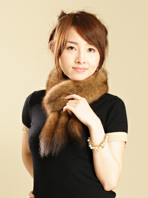 楽天市場】ロシアンセーブルファーマフラー ナチュラルカラー 毛皮