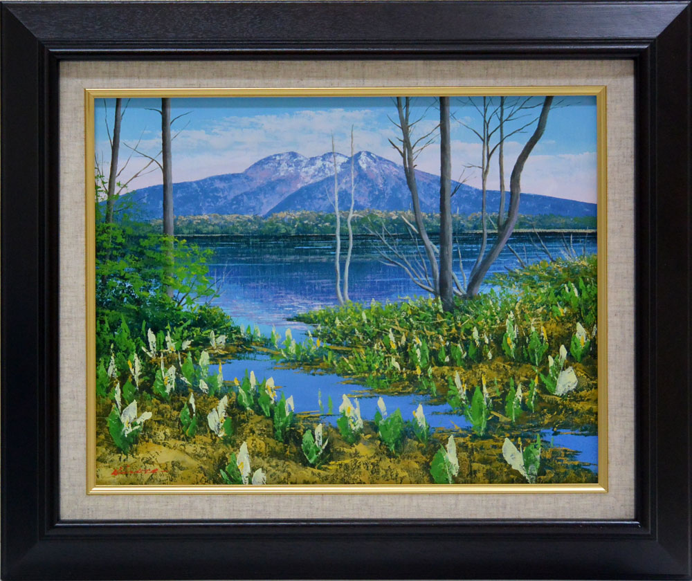 山小屋の灯」1991 F15 油絵 油彩画 絵画 アート 燧ヶ岳 尾瀬ヶ原