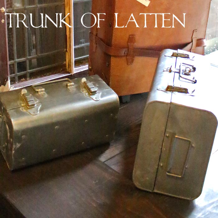 ブリキのトランクケース ヴィンテージ インテリア 収納 キャンプ L