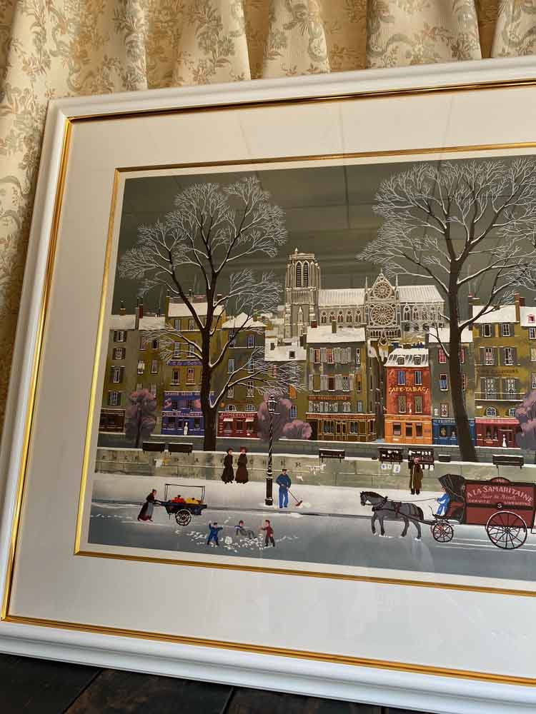 美品】ミッシェル・ドラクロワ「雪の街角」【直筆サイン】【リトグラフ