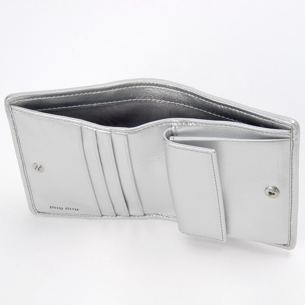 楽天市場】MIU MIU ミュウミュウ 二つ折り財布 財布 シルバー