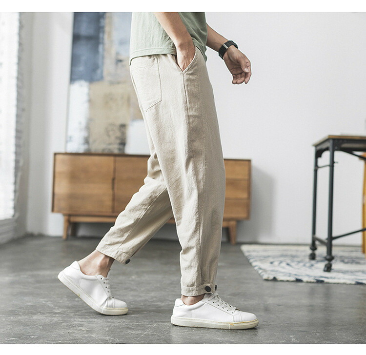 楽天市場】綿麻 パンツ メンズ リネン サルエルパンツ チノパン