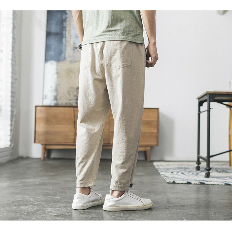 楽天市場】綿麻 パンツ メンズ リネン サルエルパンツ チノパン