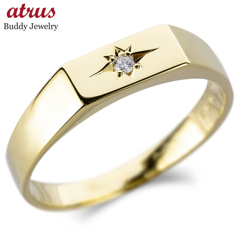 楽天市場】18金 印台 リング メンズ K18 指輪 シグネットリング