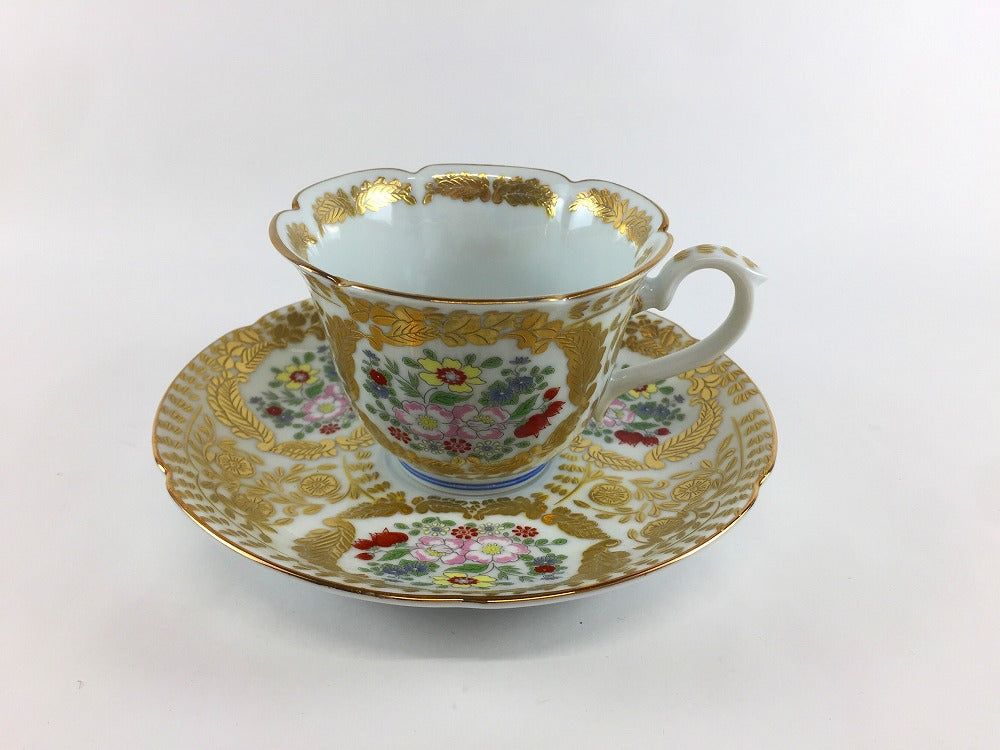 有田焼 幸楽窯 ベルサイユ碗皿 (錦白/錦青) 180cc【カップソーサー