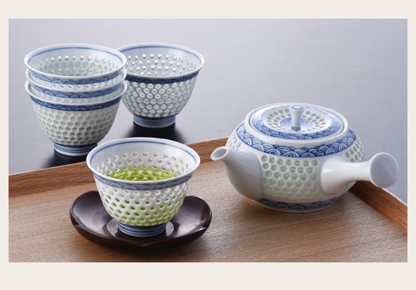 楽天市場】波佐見焼 丹心窯 120cc反仙茶.水晶青海波【8cm 120cc 120ml