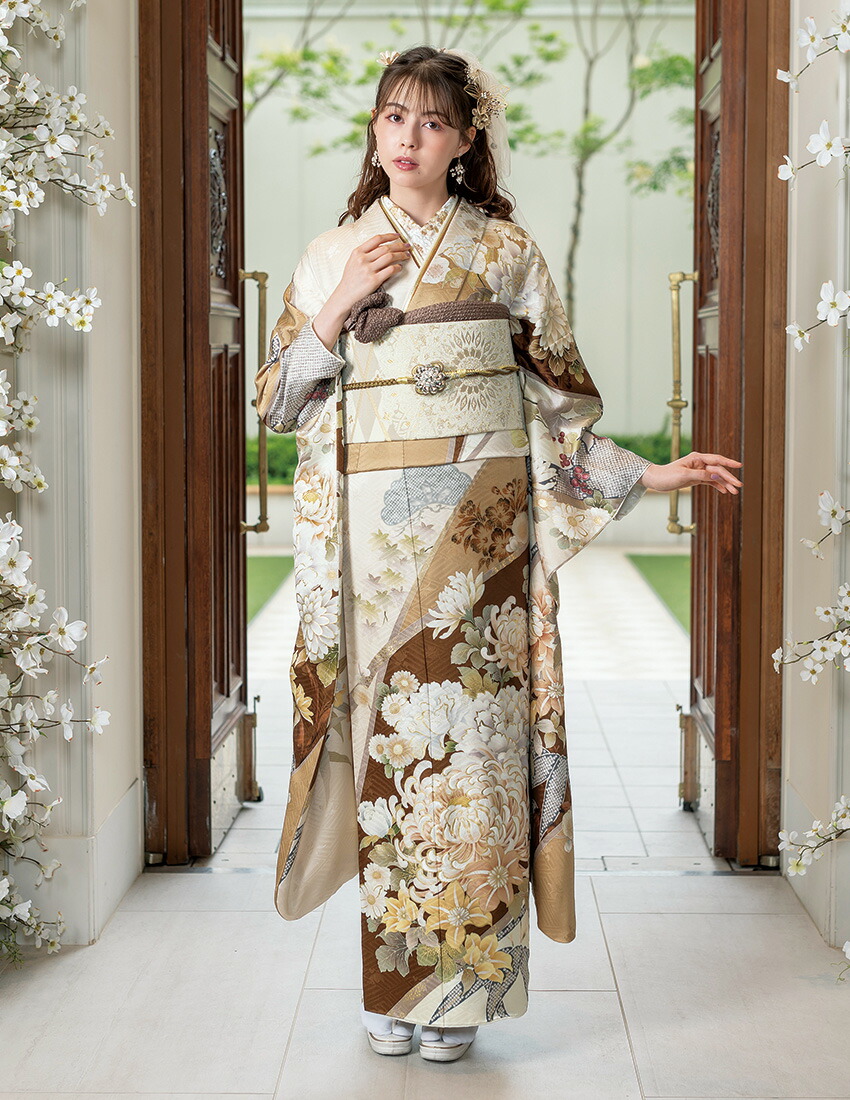 WA-Modern】正絹京友禅振袖フルセット WA-Modern】正絹モノトーン