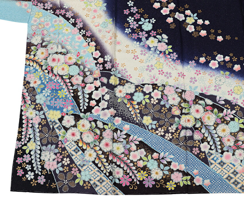 楽天市場】振袖 販売 フルセット 辻が花 桐屋 桐屋翠山工房 青 白 正絹