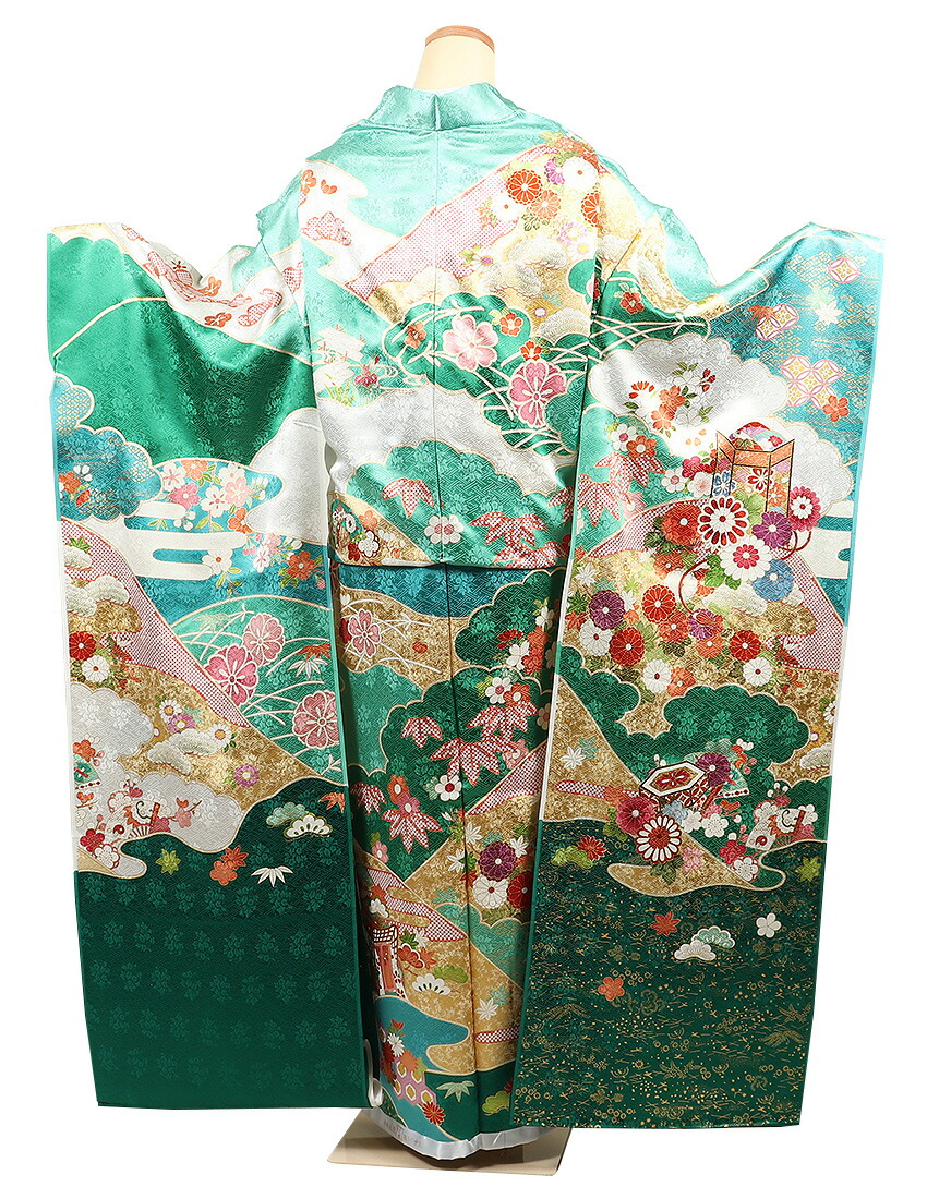 Y2566◇振袖 3点セット 大丸お誂え 吾妻徳穂落款 金駒刺繡 トール