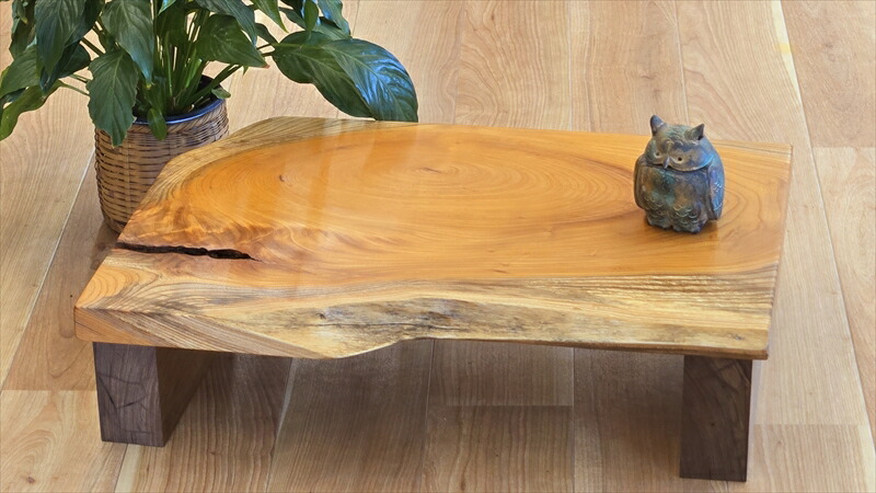 一枚板 座卓 座敷机 ローテーブル 欅？ ケヤキ？ 約50kg T9と
