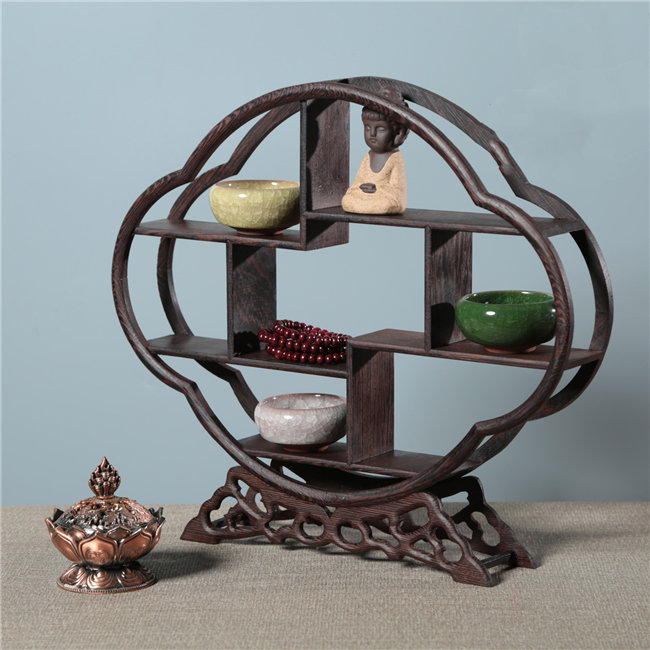 昭和レトロ 天然木 一刀彫 花台 飾り棚 ディスプレイラック 大型置物