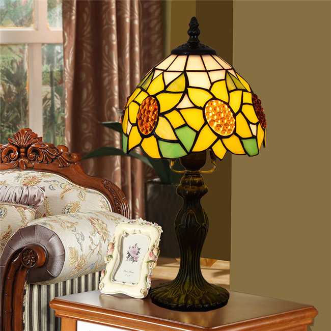 楽天市場】20*36CM 向日葵柄 ステンドグラスランプ スタンド照明