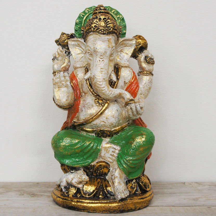 楽天市場】【送料無料！】アジアン雑貨 ガネーシャのオブジェ グリーン