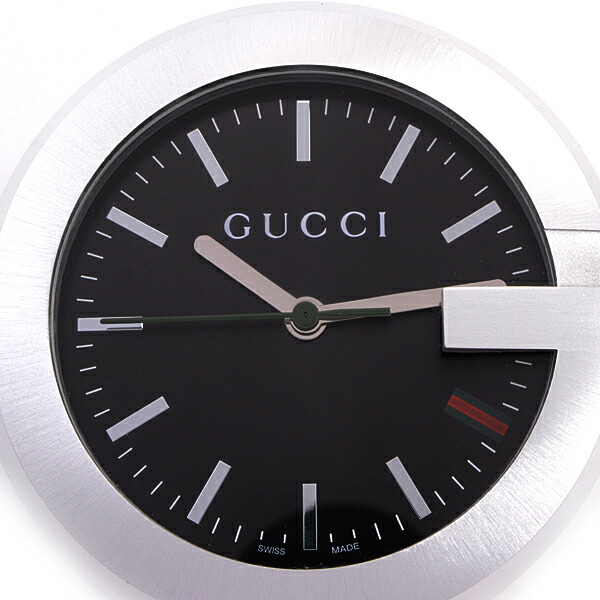 GUCCI ラウンド型置時計 210ブラック/シルバー ジャンク品 GUCCI