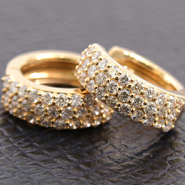 ポンテヴェキオダイヤモンドフープピアス0.42カリーナ K18YG