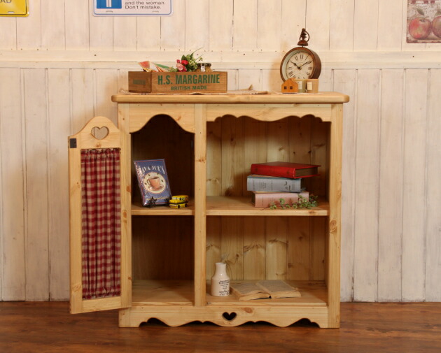 楽天市場】キャビネット ハート 布扉付き キッチンラック オーダー