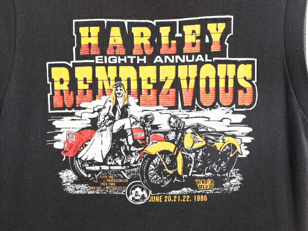 00s ハーレーダビッドソン ガール エロ ノースリーブ Tシャツ tee 古着
