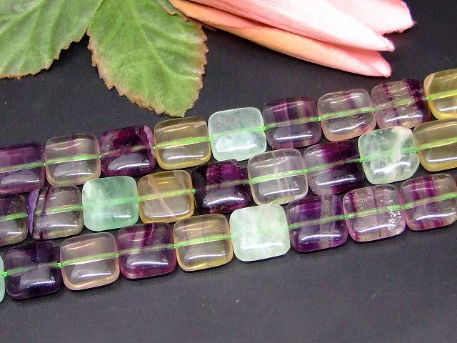 楽天市場】g3-3383C ミックスフローライト 14mm 四角 スクエア 蛍石 1