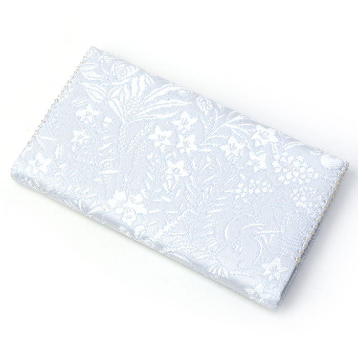 楽天市場】茶道具 懐紙入れ 帛紗ばさみ 交織 草花文 水色(白糸