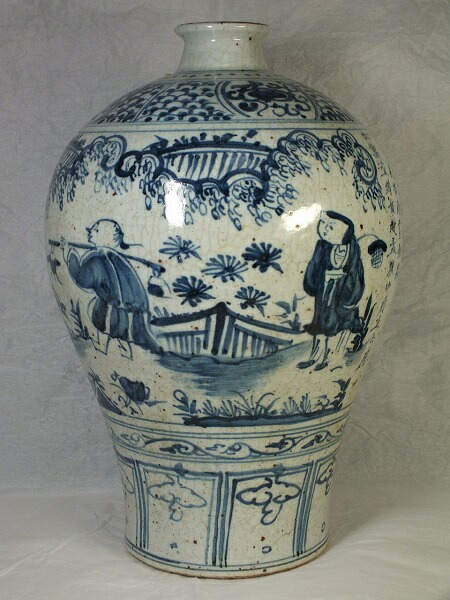 楽天市場】□龍香堂□☆【中国骨董品】青色人物絵付細口瓶330mm