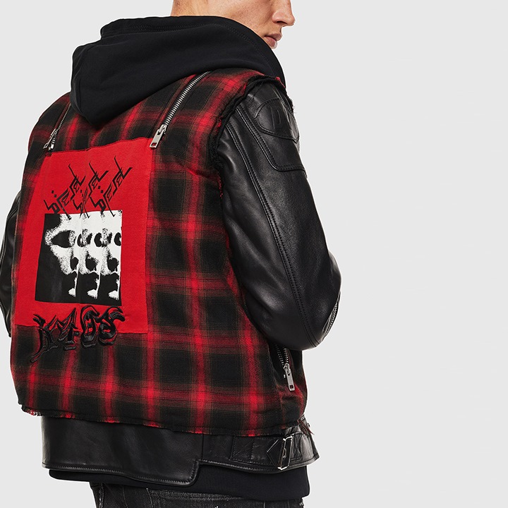 楽天市場】□DIESEL ディーゼル メンズ□羊革 本革 チェック柄 ダブル