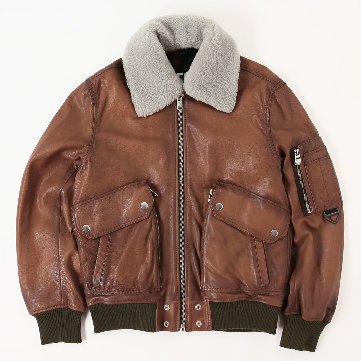 楽天市場】□DIESEL ディーゼル メンズ□ボア襟着脱式 牛革 羊革 本革