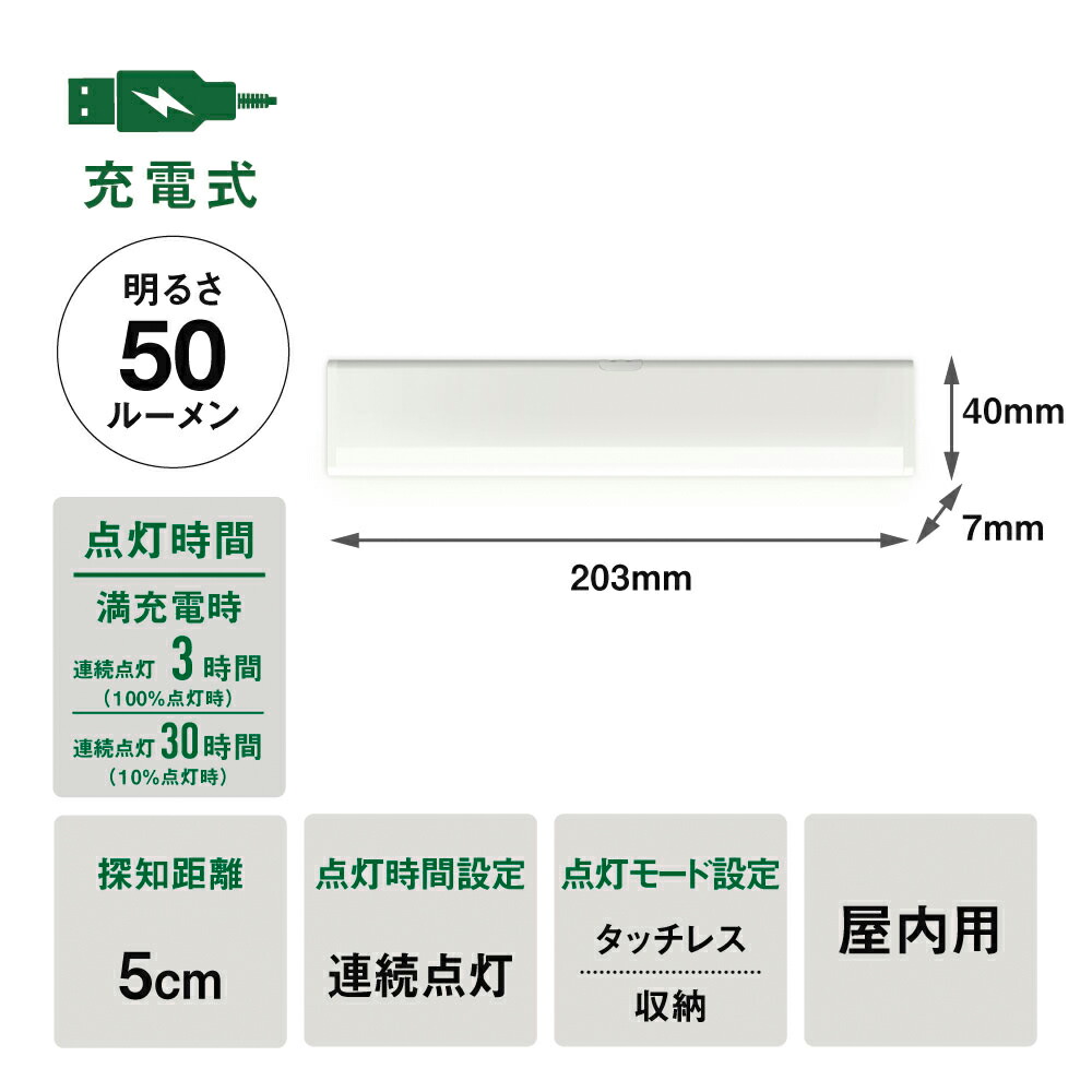 楽天市場】≪メール便≫ 充電式 うすうす タッチレス センサーライト