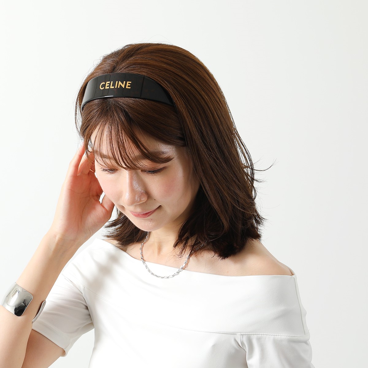 楽天市場】CELINE セリーヌ カチューシャ 46Y376CEA.19AG レディース